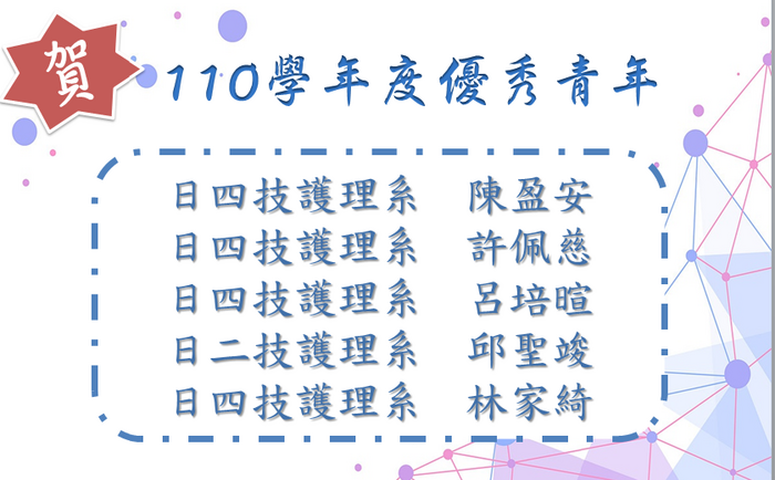 110學年度優秀青年